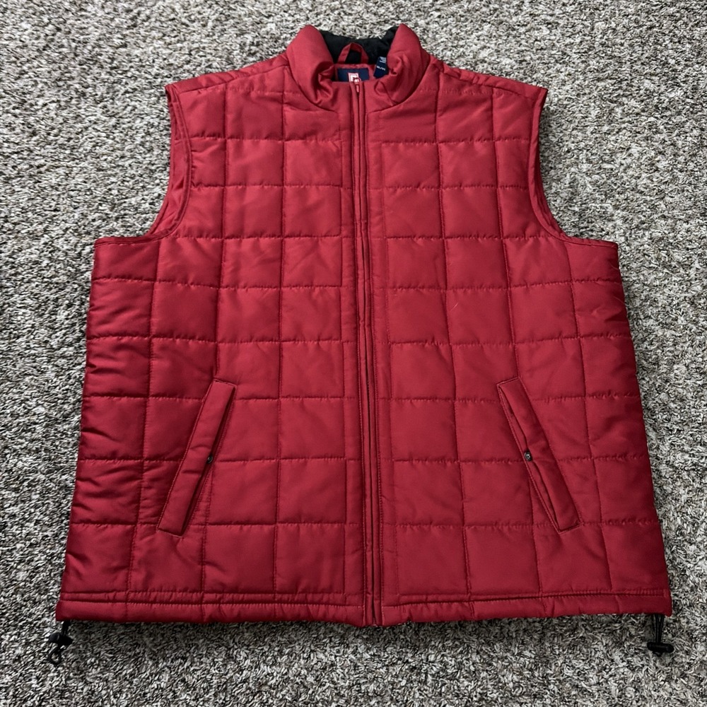 Chaps Men's Red Quilted Puffer Vest Full Zip XL
